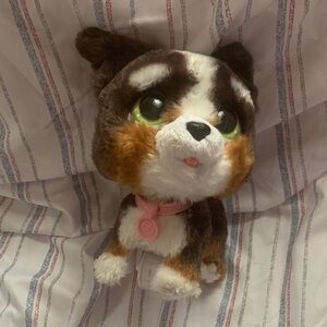 Adorable Brown and White Plush Puppy Toy